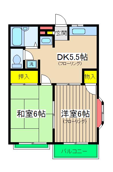 サンハイツ南(2DK/2階)の間取り写真