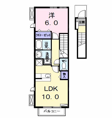 金船 ハウス(1LDK/2階)の間取り写真