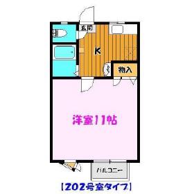 ラ・ヴィオン亀田A棟(1K/2階)の間取り写真
