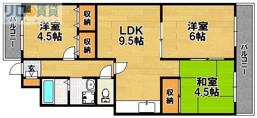 メゾンドボヌール(3LDK/1階)の間取り写真