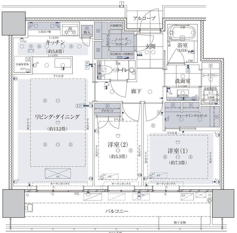 グランドメゾン福岡 THE CENTRAL LUXE(2LDK/11階)の間取り写真