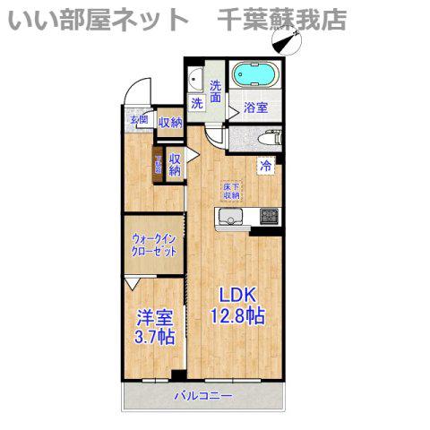 ウイングガーデンA棟(1LDK/1階)の間取り写真
