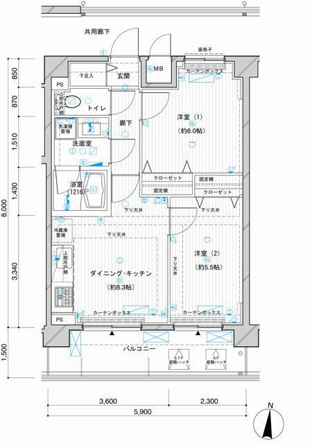 メインステージ押上IV(2DK/5階)の間取り写真
