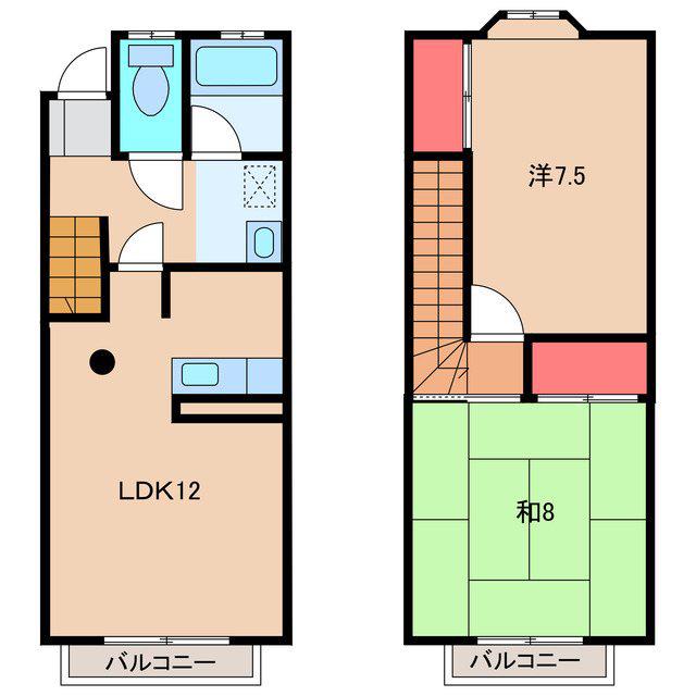 ヴェイル牛久 E(2LDK/2階)の間取り写真