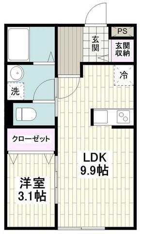 ラカーサフェリーチェ篠崎(1LDK/1階)の間取り写真
