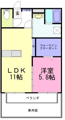 パークハイム陽東(1LDK/1階)の間取り写真