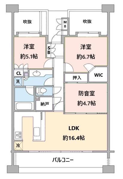 桜台パーク・ホームズコンソート(3LDK/7階)の間取り写真