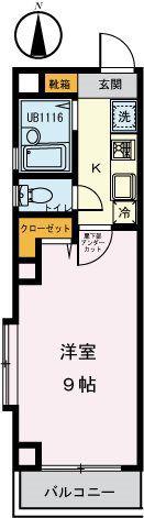 WOOD VILLAGE(1K/2階)の間取り写真