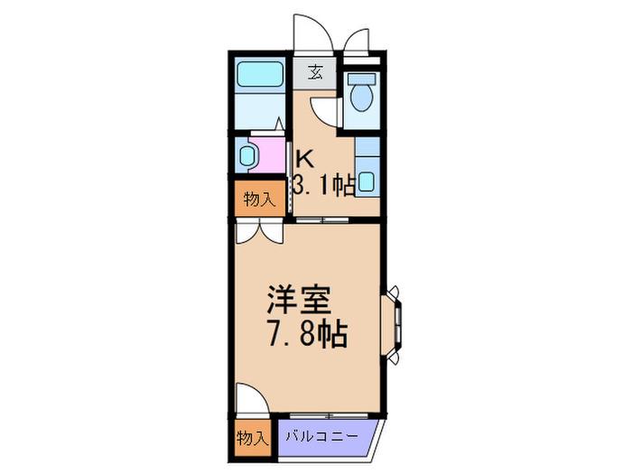ネバーランド姫島(1K/3階)の間取り写真