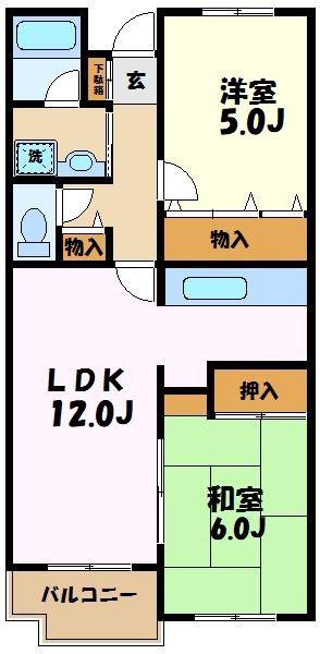 テラス都筑中央公園(2LDK/1階)の間取り写真