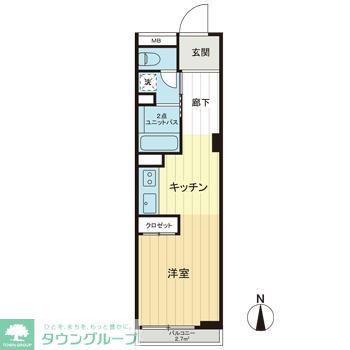中野永谷マンション(ワンルーム/11階)の間取り写真