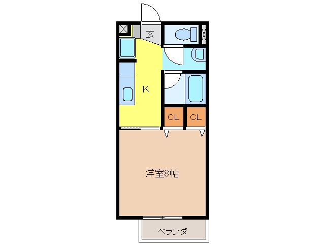 タカヤハイツ(1K/2階)の間取り写真
