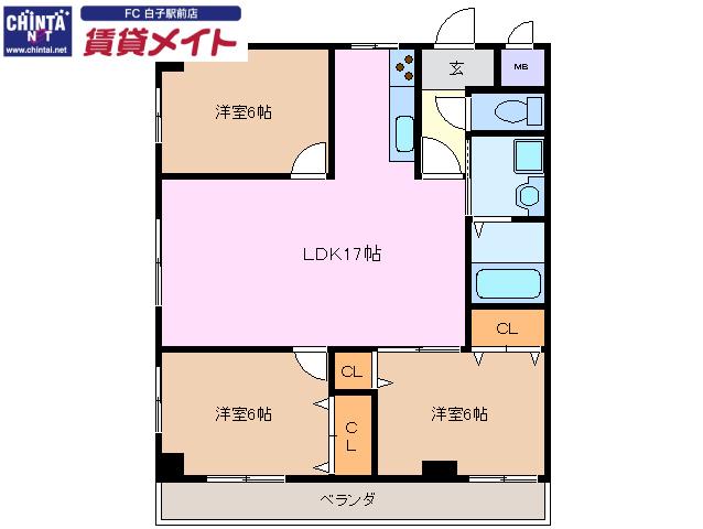 YBASEフォーラム6(3LDK/2階)の間取り写真
