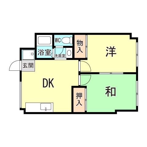 ビューライフ六甲(2DK/4階)の間取り写真