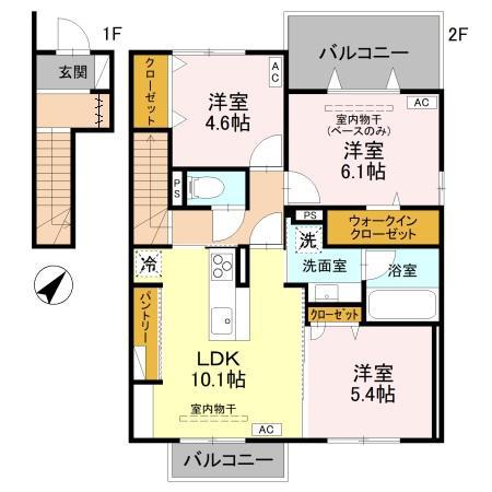 モナ・シエロ 201(3LDK/2階)の間取り写真