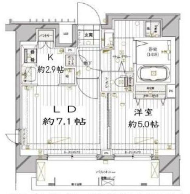 レガリス高円寺II(1LDK/7階)の間取り写真