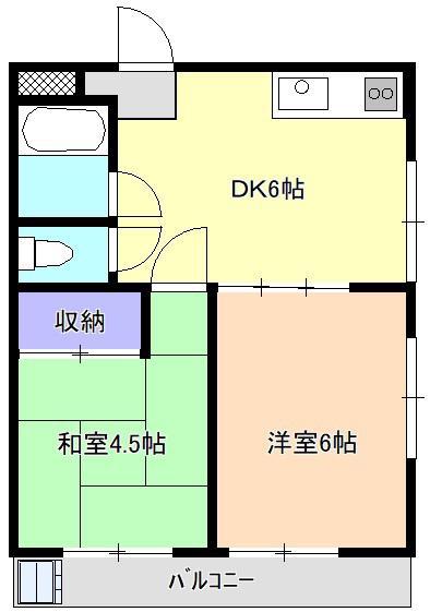パルナス志木(2DK/1階)の間取り写真