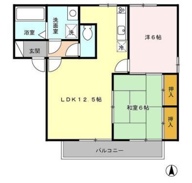 セジュールエクセレント(2LDK/2階)の間取り写真