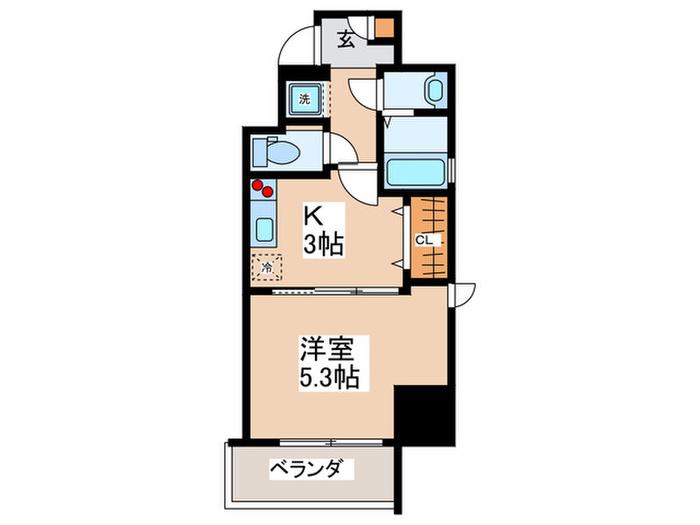 L・FLORE CENTER STAGE(1K/3階)の間取り写真