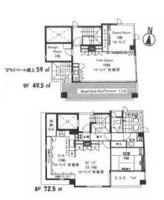 ハーベストハウス円山 ペントハウス(4LDK/8階)の間取り写真