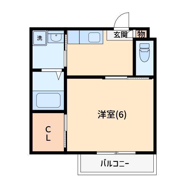 SUN KNOLL(1K/2階)の間取り写真