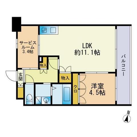 エスティメゾン博多東(1SLDK/2階)の間取り写真