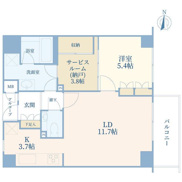 カーサフェリス武蔵小山(1SLDK/3階)の間取り写真