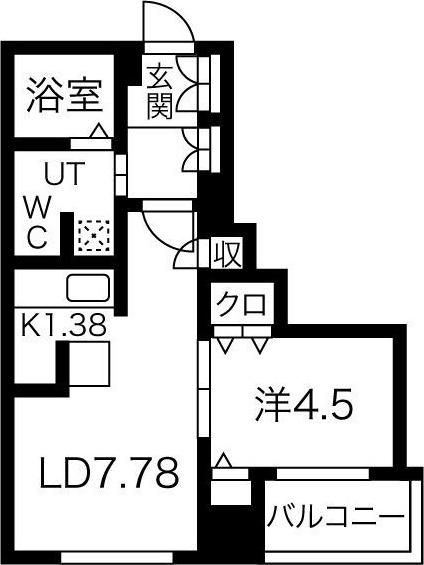 REGALO菊水二条(1LDK/9階)の間取り写真