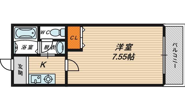 ETC大宮1(1K/5階)の間取り写真