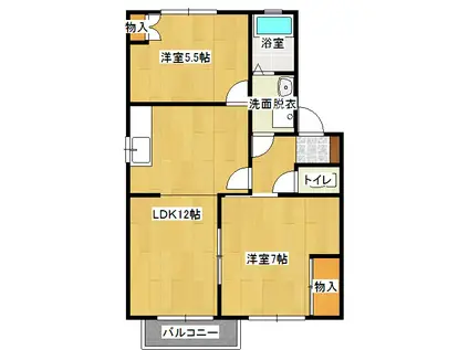 フリーダム美恵(2LDK/2階)の間取り写真