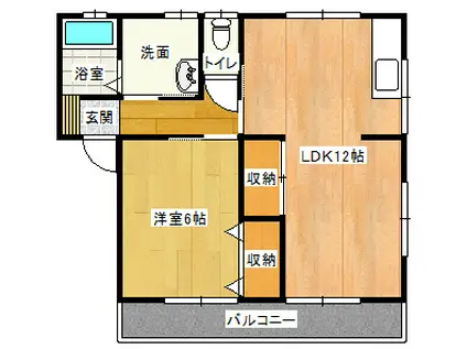 マックビラ丹生宮 A(1LDK/2階)の間取り写真