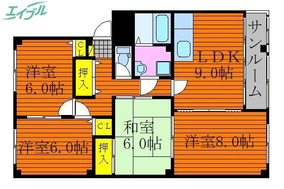 ドルチェ新保(4LDK/1階)の間取り写真