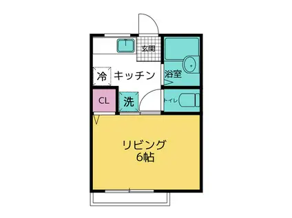 グリーンピアつが(1K/1階)の間取り写真