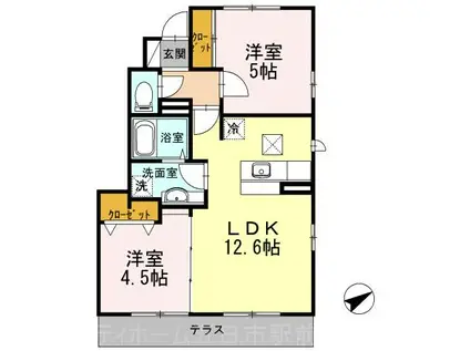 フ・ミール6号館(2LDK/1階)の間取り写真