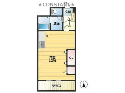 グランセ田宮(ワンルーム/3階)の間取り写真