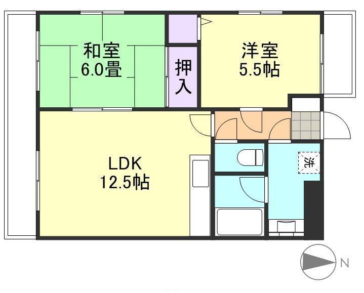 シャトーブリアン(2LDK/3階)の間取り写真