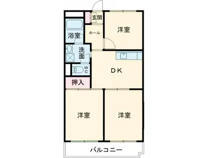 テクノハイツ楓(3DK/3階)の間取り写真