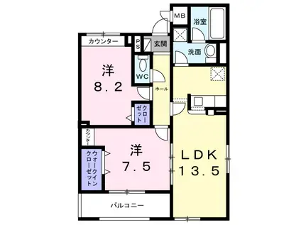 アーブルブリエ(2LDK/3階)の間取り写真