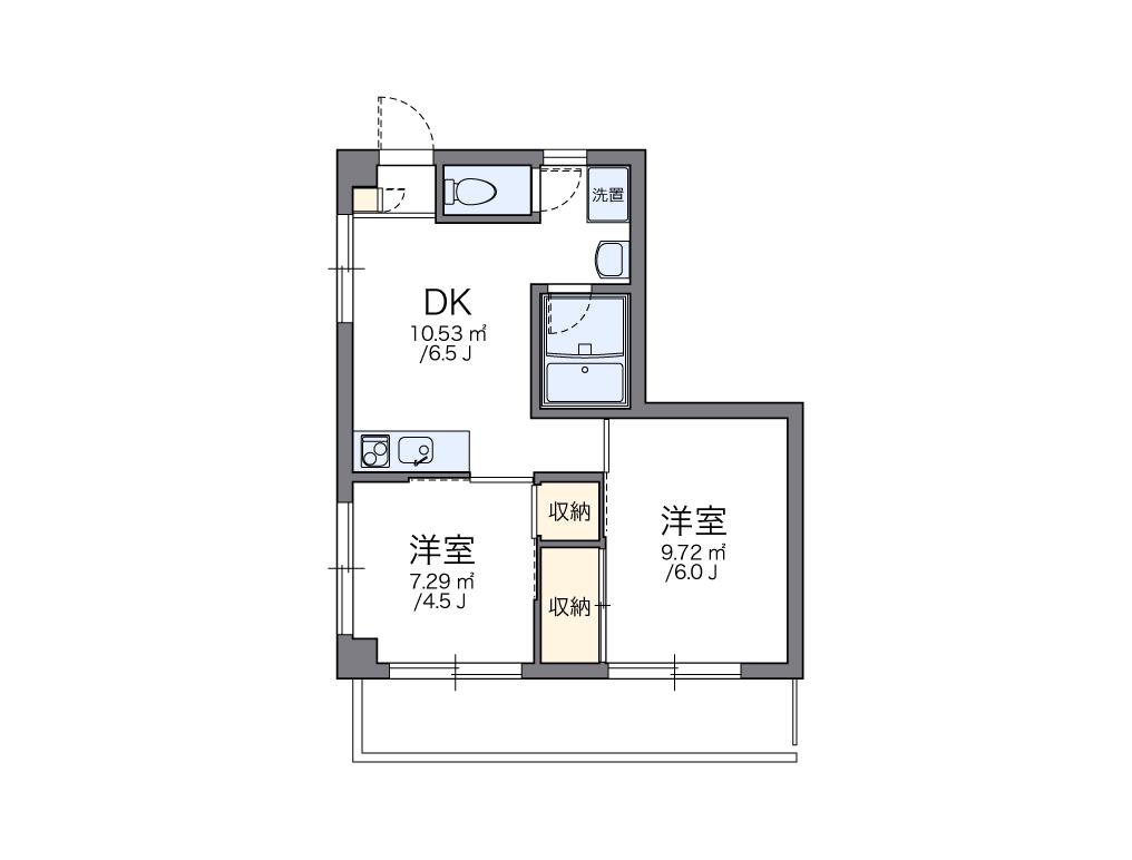 レオパレス康徳ハイツ(1SDK/3階)の間取り写真