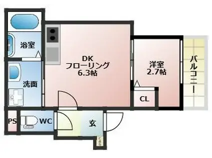 THE NOBLES 聖マリア病院前(1DK/3階)の間取り写真