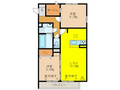 PARK EUPHORIA(2LDK/1階)の間取り写真