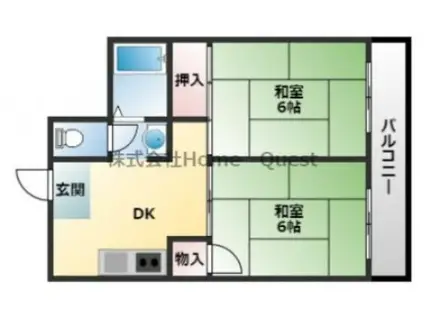 トーエー第2ビル(2DK/2階)の間取り写真