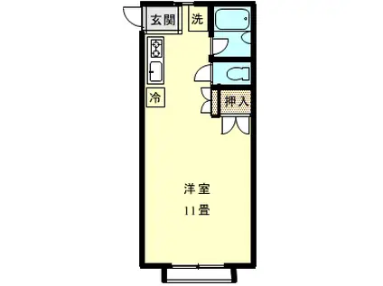 メープルハウス(ワンルーム/2階)の間取り写真