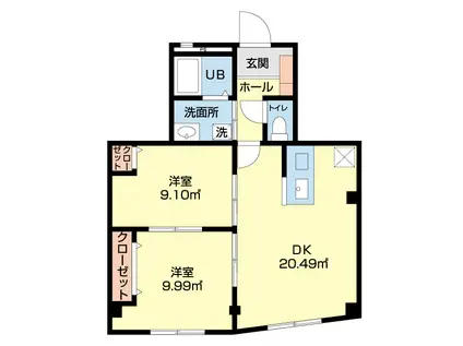 リバーサイド前橋(2LDK/1階)の間取り写真