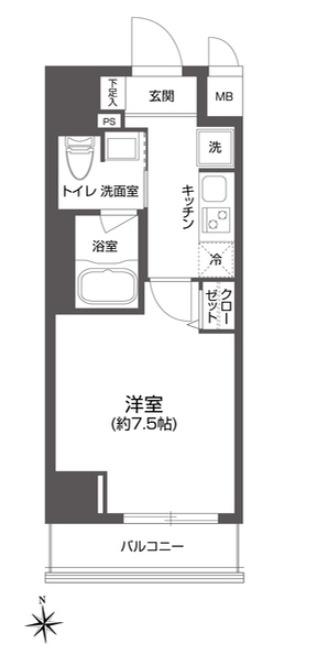 ルクレ上野(1K/6階)の間取り写真