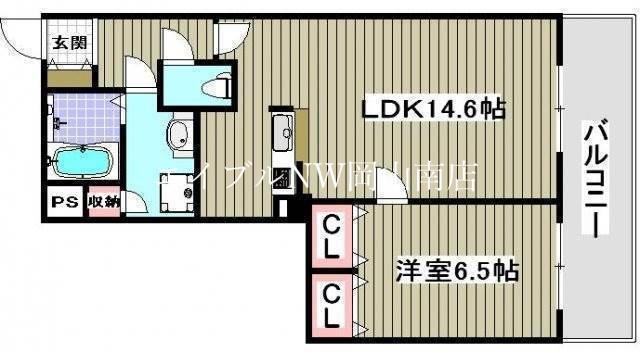 コア本町(1LDK/6階)の間取り写真