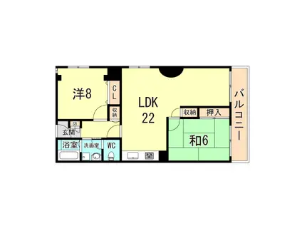 諏訪山スカイハイツ(2LDK/7階)の間取り写真