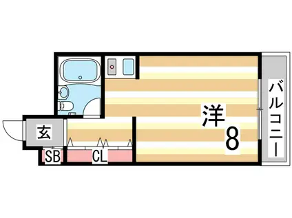 学が丘カレッジハイツ(1K/8階)の間取り写真