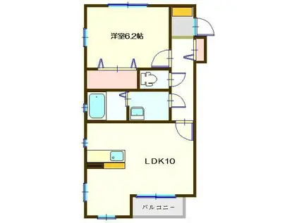 クレール南小泉(1LDK/2階)の間取り写真