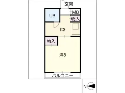 フレグランス(1K/2階)の間取り写真